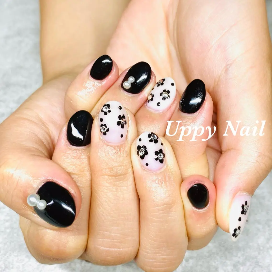 ネイル フラワーネイル ストーンネイル ハンドネイル Uppy Nail ukyoのネイルデザイン