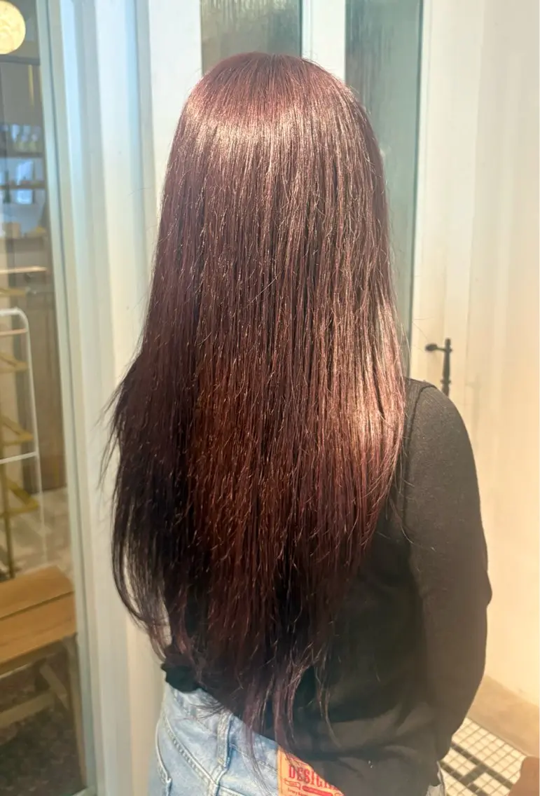ロング カラー ボルドーカラー ブラウンカラー 透明感カラー ダブルカラー ピンクカラー ヘアカラー トリートメント rina/似合わせ/ 透明感/髪質改善のヘアスタイル