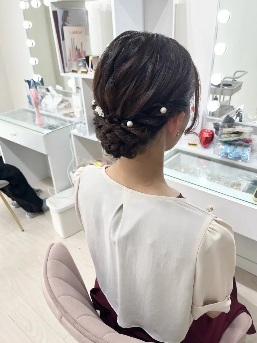 セミロング ヘアアレンジ ヘアセットサロン /上坪愛美のヘアスタイル