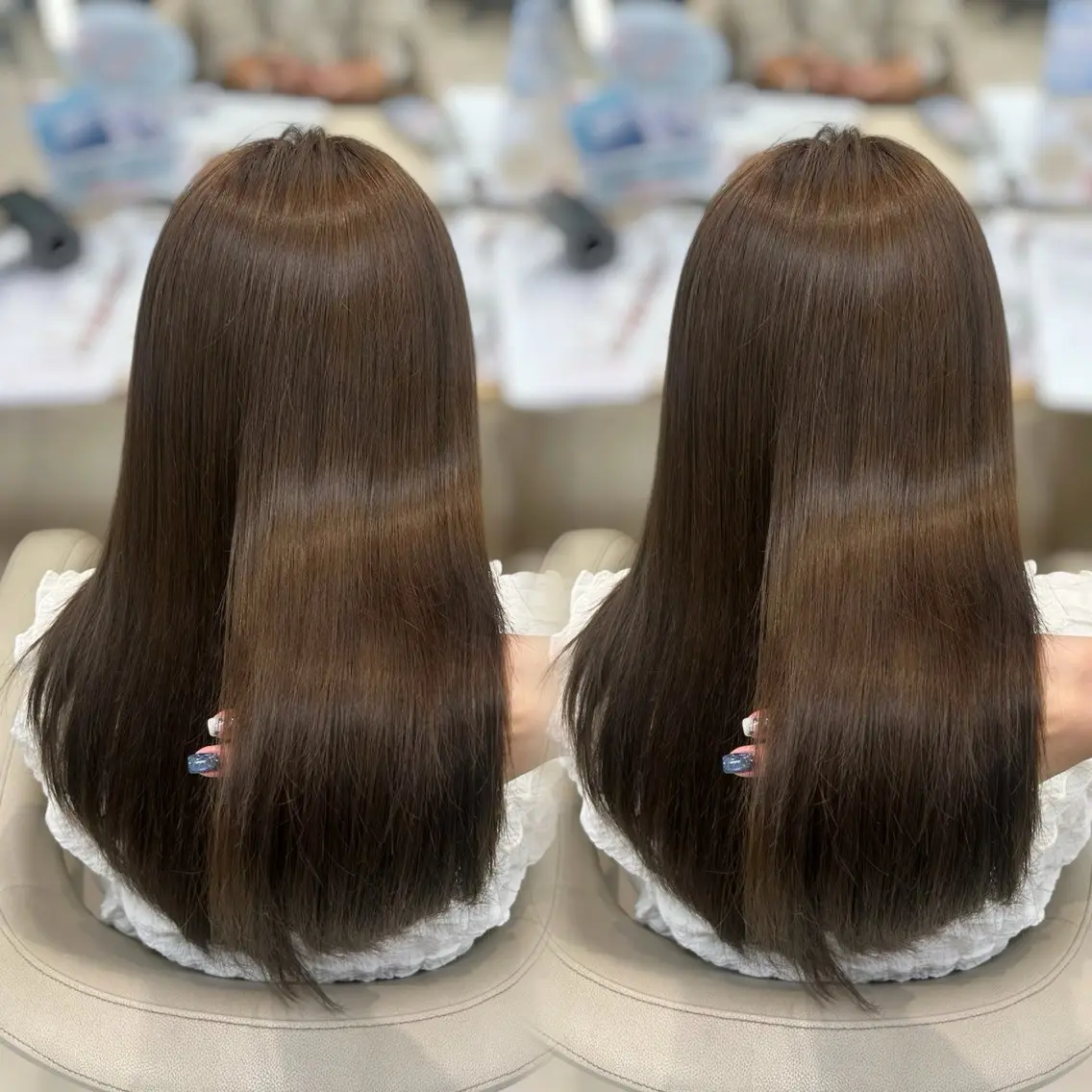 ロング カラー ブリーチ ダブルカラー ブリーチなしカラー ヘアカラー ベージュ/つや/ レイヤー／ゆいなのヘアスタイル