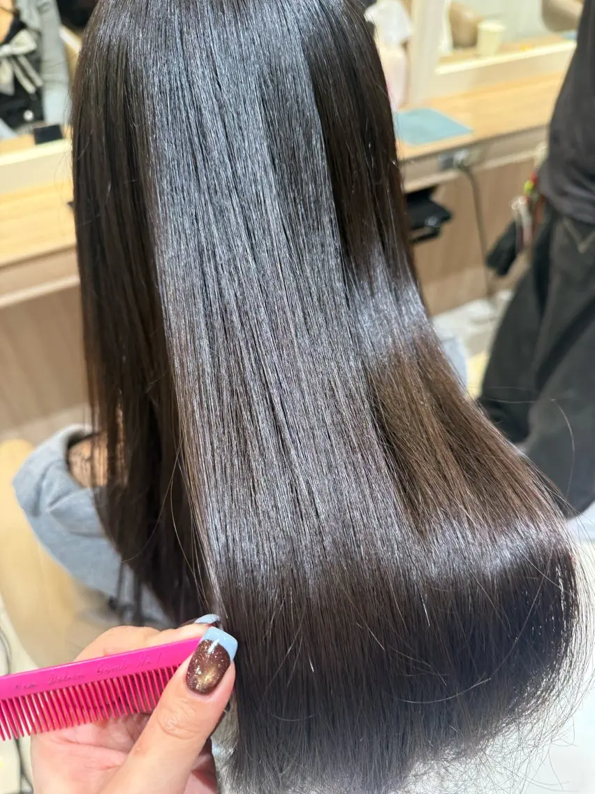 ロング パーマ カット 縮毛矯正 トリートメント 韓国ヘアメイク🎀/ 縮毛矯正✨山本媛香のヘアスタイル