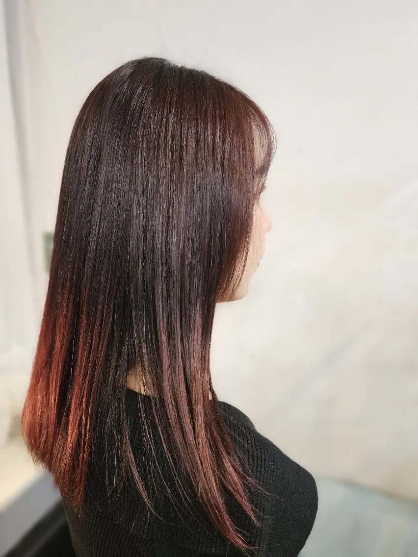 カラー ブリーチ レッドカラー ヘアカラー 熊野 タイソンのヘアスタイル
