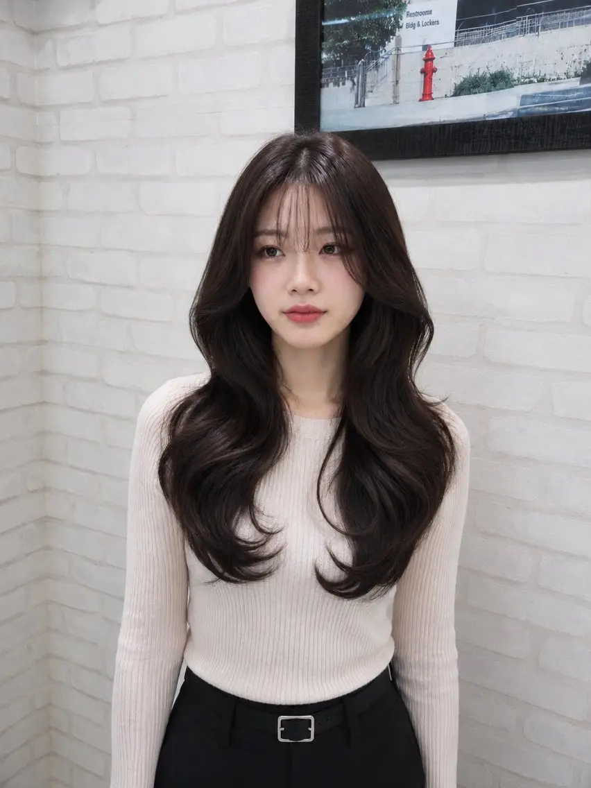 セミロング 顔まわりレイヤー 顔周りカット ヨシンモリ 韓国風ヘア レイヤーカット カット 髪質改善 韓国風 池田一之のヘアスタイル