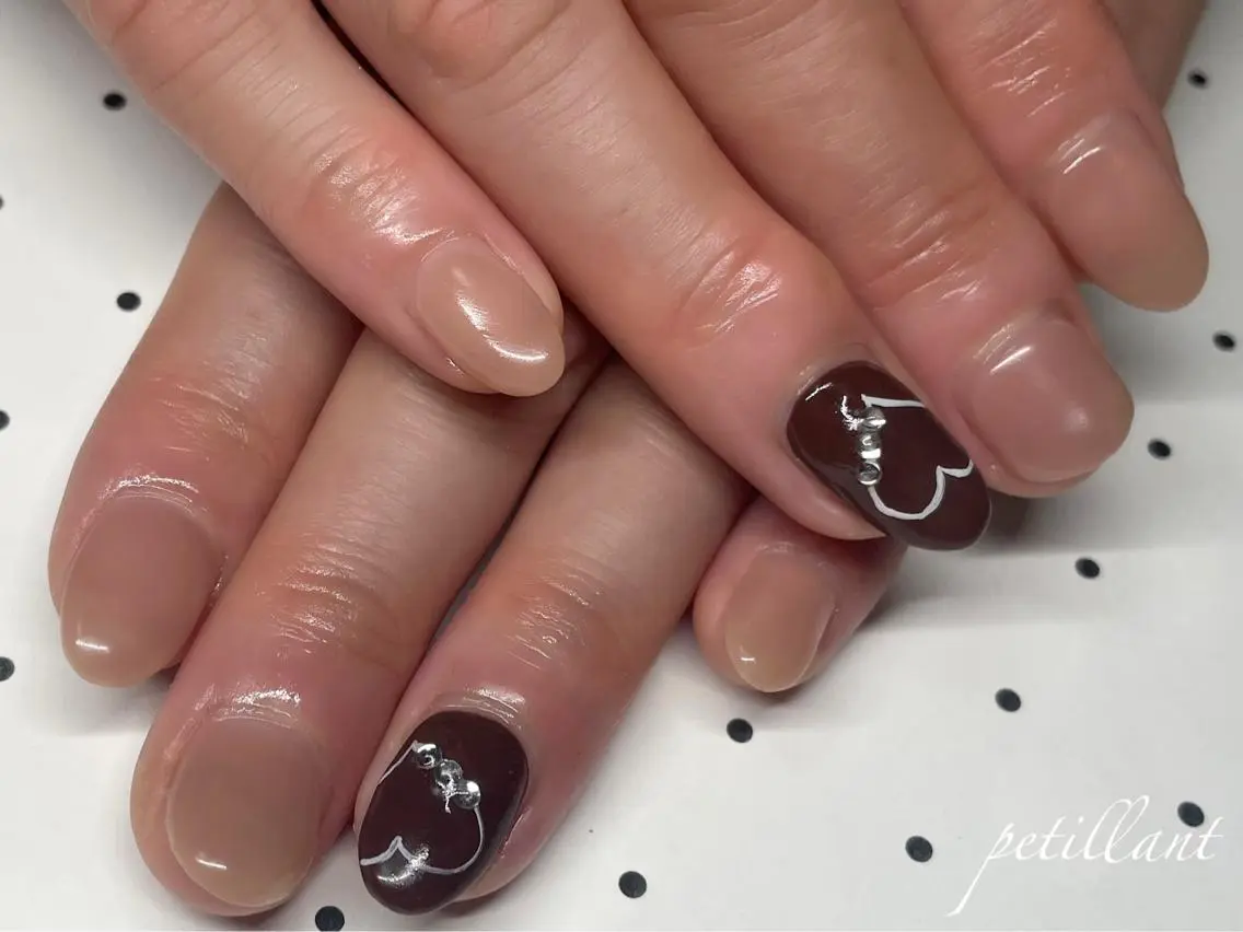 ネイル アートネイル シンプルネイル バレンタイン nail salon petillantのネイルデザイン