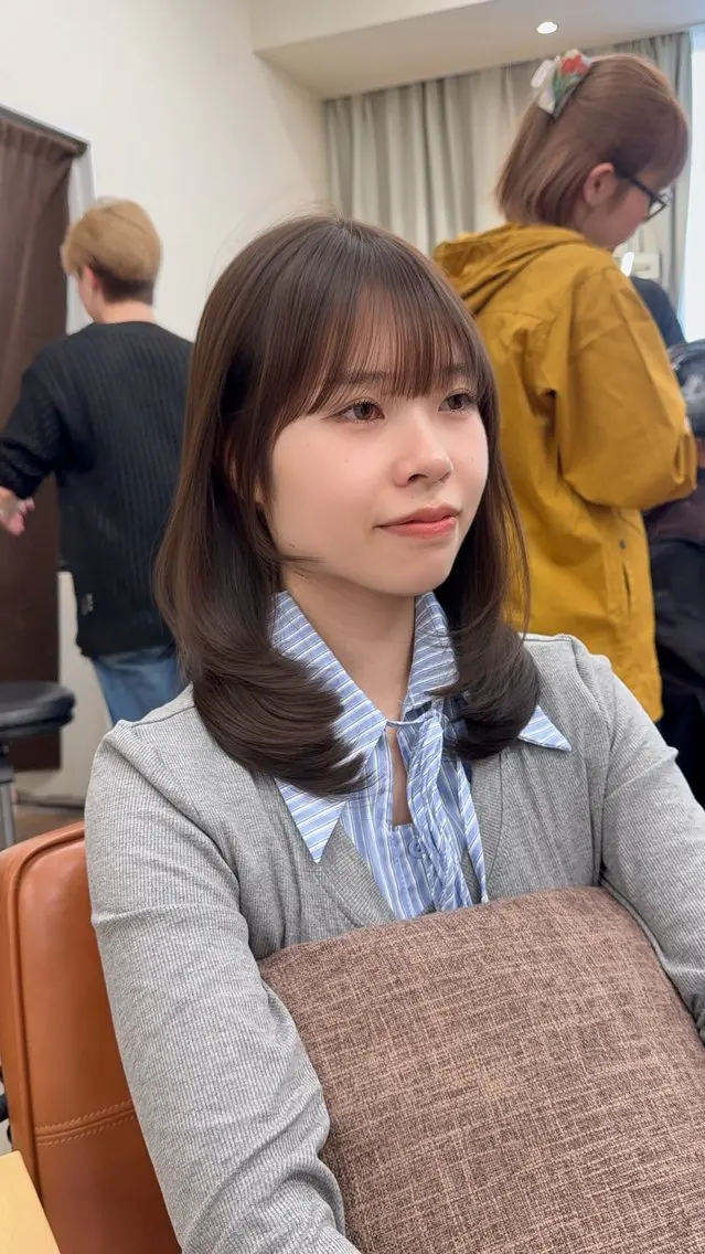 ミディアム カット ヘアカラー fitするカット♡/ 多幸感/ふうか◠‿◠のヘアスタイル