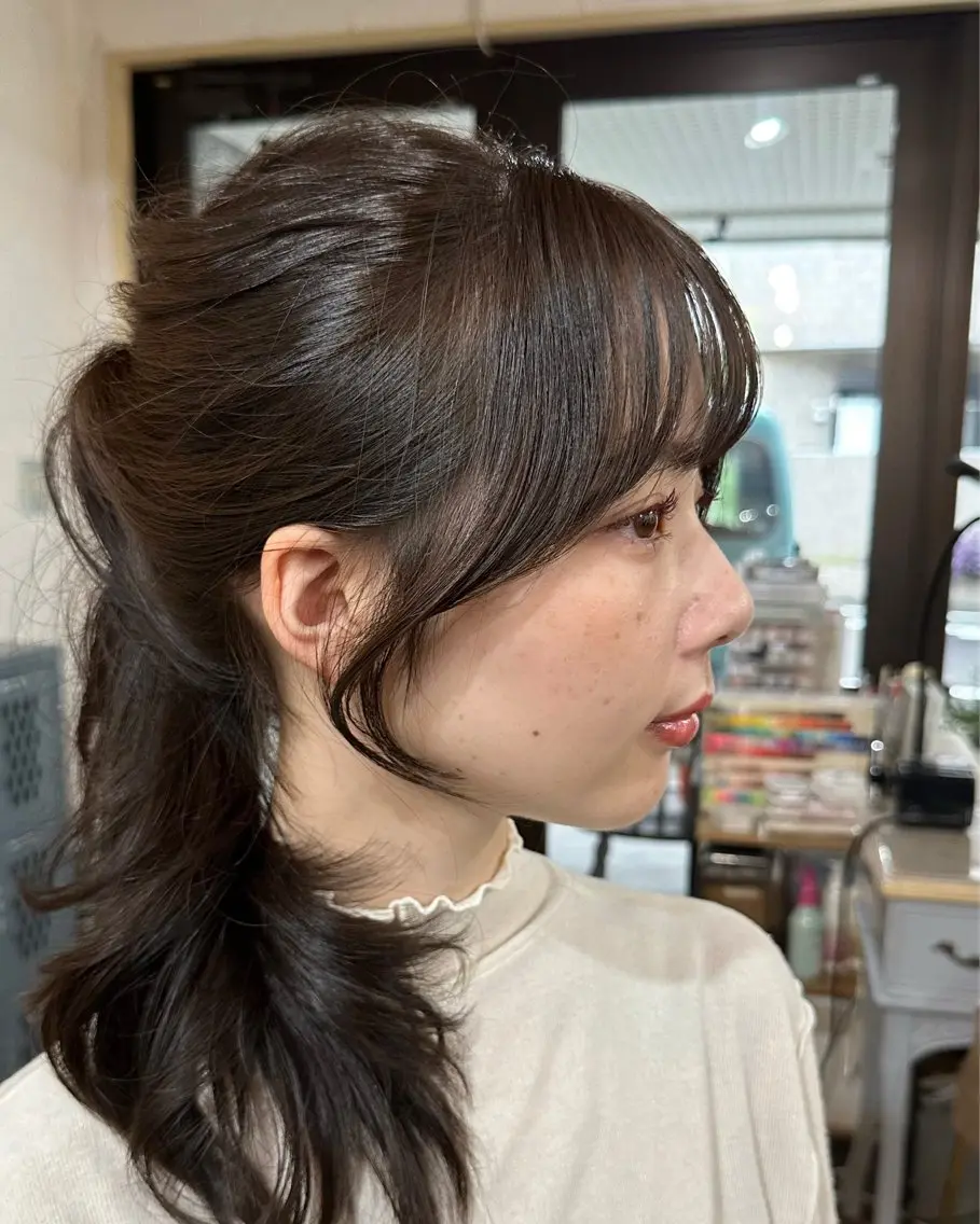 カット 韓国レイヤー柔らかい 地毛風縮毛矯正／マツのヘアスタイル