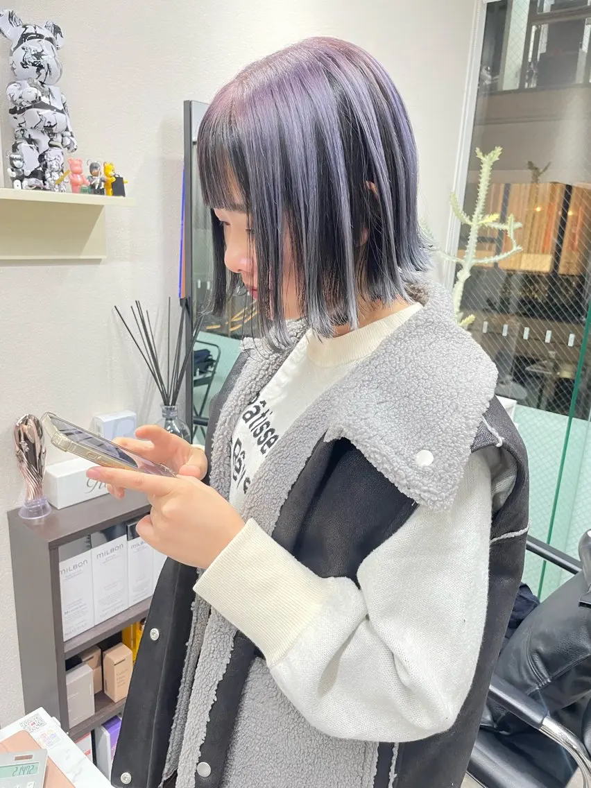 ミディアム カラー ヘアカラー トリートメント 髪質改善will hairdesignのヘアスタイル
