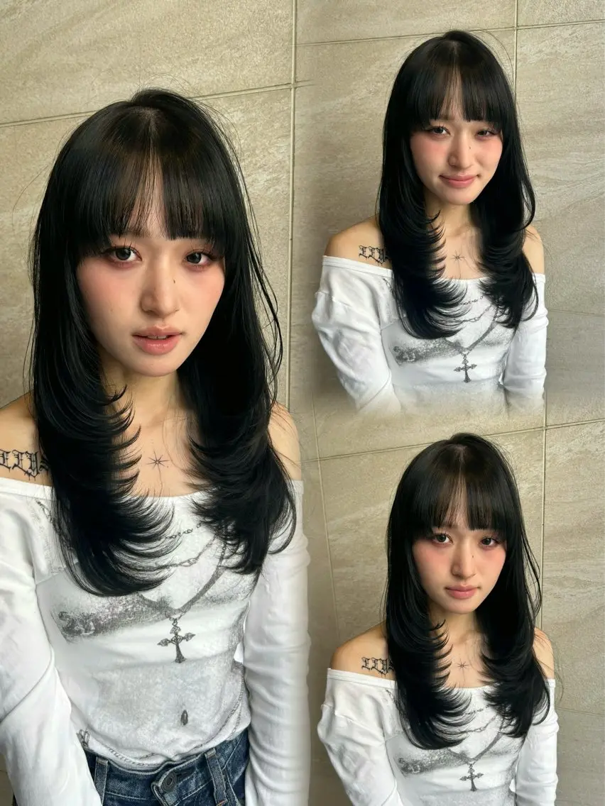 ロング カット ヘアカラー 🎀レイヤー/ 透明感カラー🎀のヘアスタイル