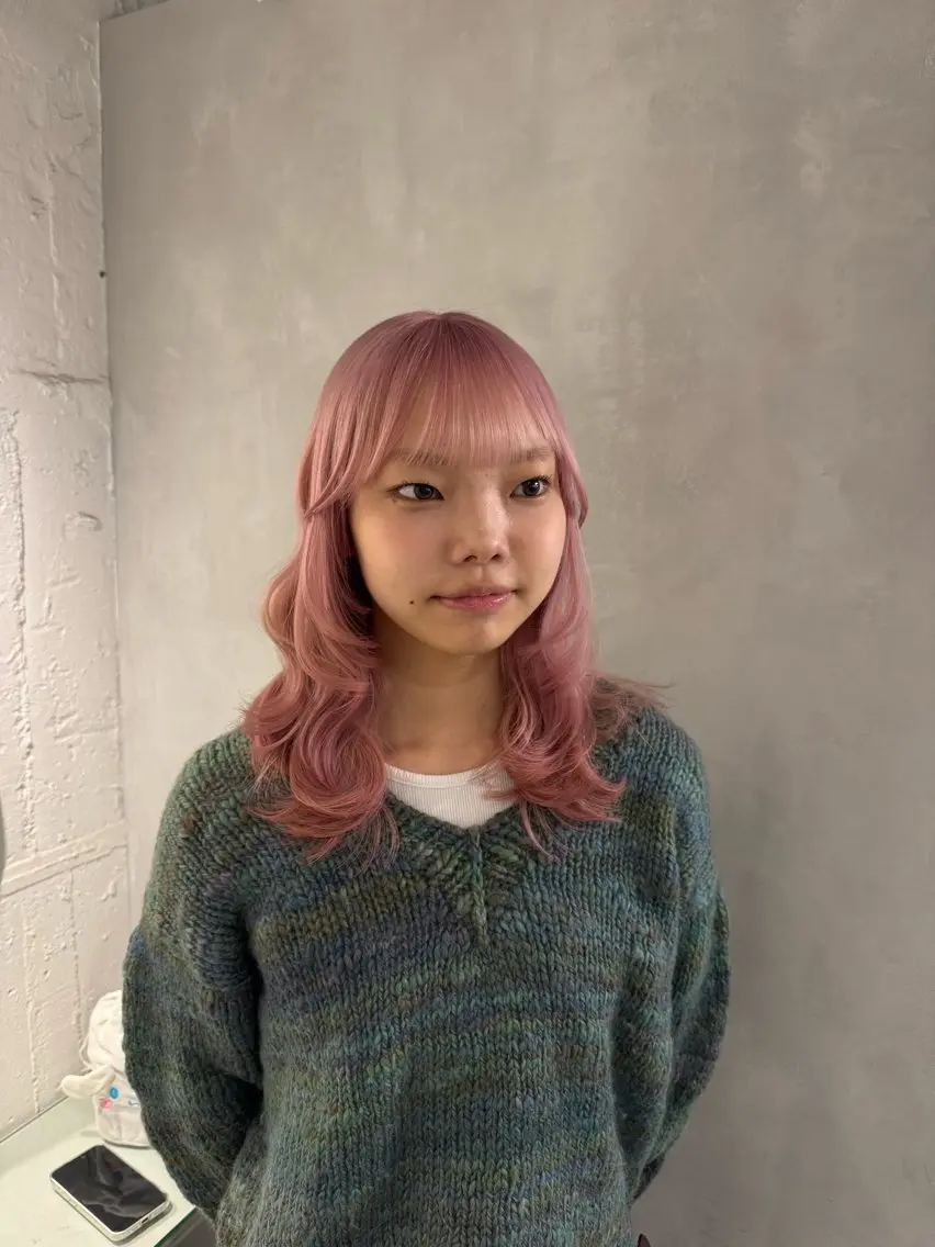 セミロング カット ヘアカラー トリートメント 100%可愛い顔周り 💓レイヤー/しずくのヘアスタイル