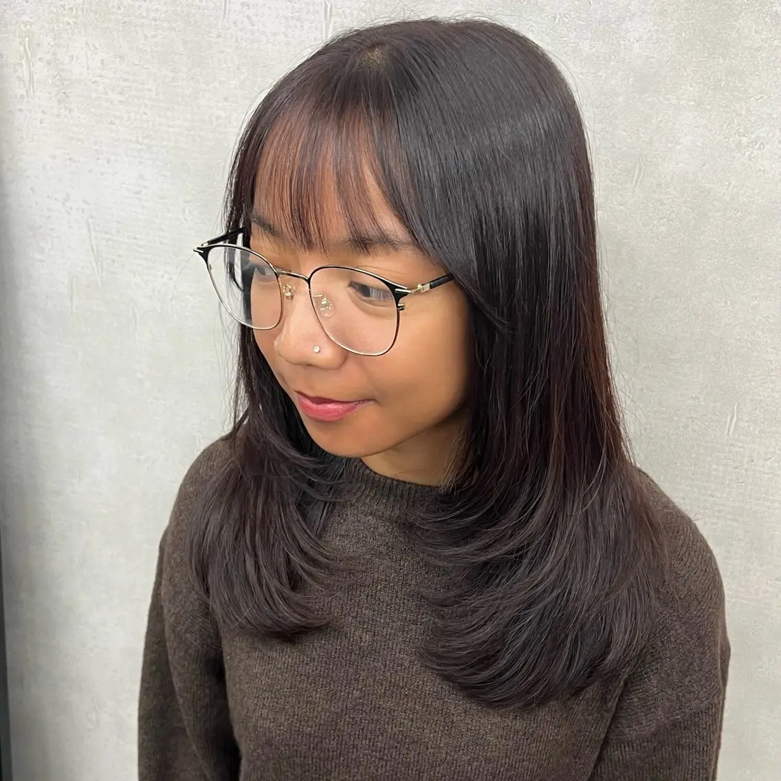 セミロング カット ヘアカラー トリートメント 沖山 友津季のヘアスタイル