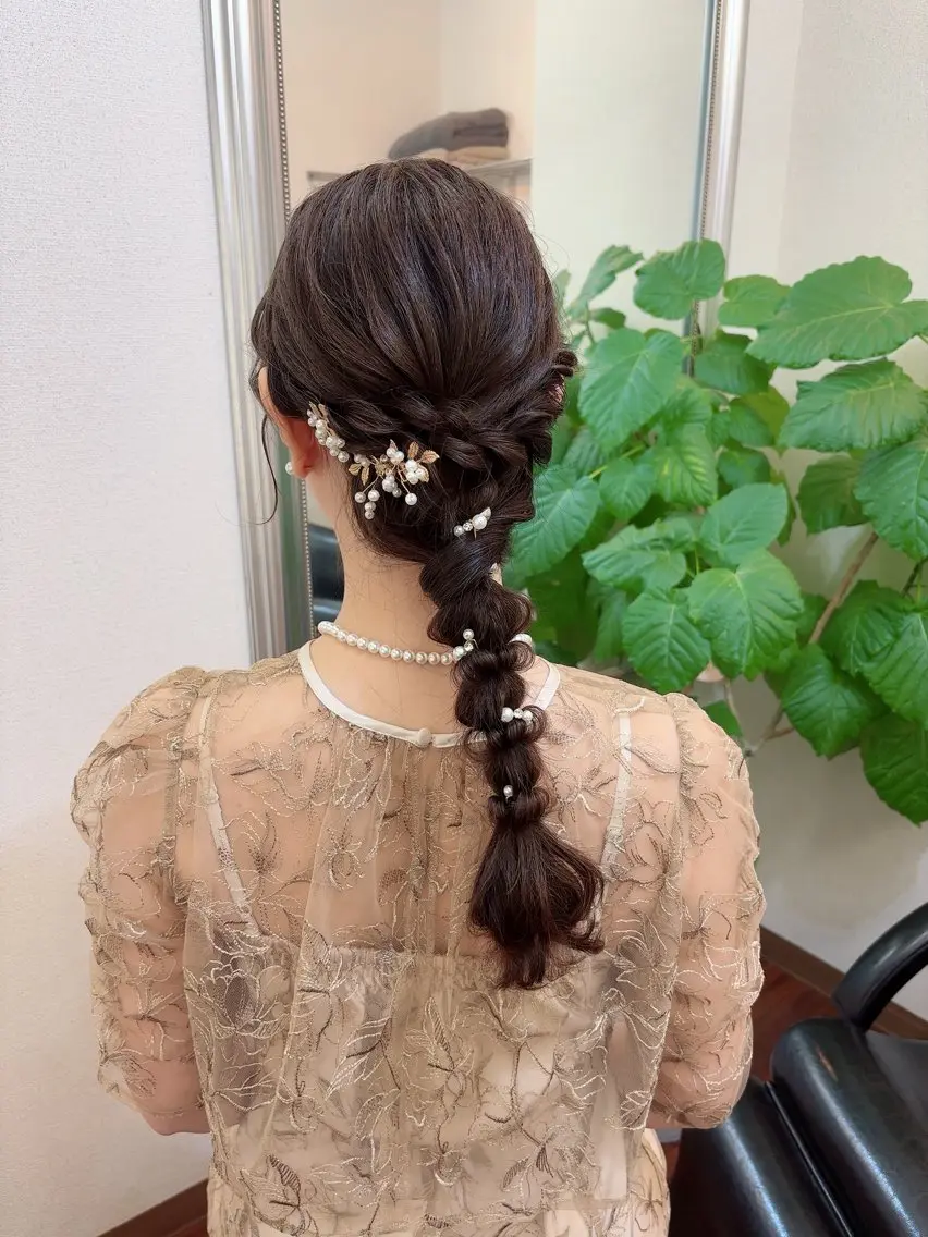 ロング カラー ヘアアレンジ 結婚式・ブライダル ロング ヘアセット yukimi .のヘアスタイル