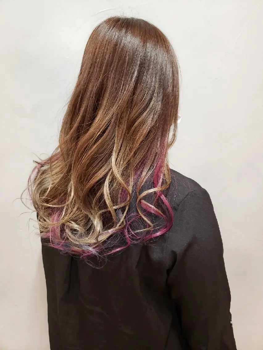 カラー セミロング ダブルカラーモデル☆ SHUNYAのヘアスタイル