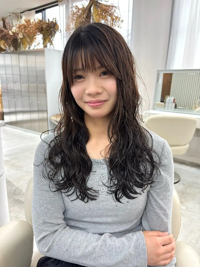 ミディアム ミディアムパーマ カット パーマ YUIMARL 岡山　HANAのヘアスタイル
