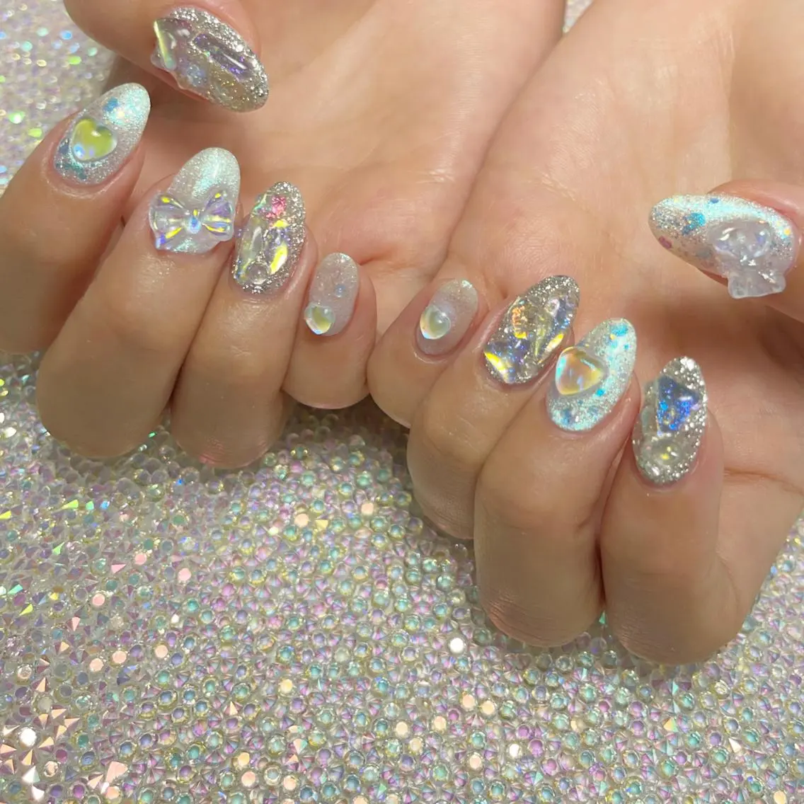 ネイル アートネイル フットネイル ジェルネイル キラキラネイル 韓国ネイル Y nail なんば堀江店のネイルデザイン
