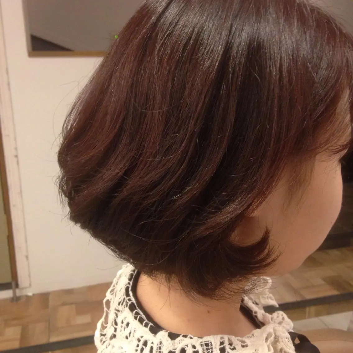 ショート カラー 前下がりボブ ピンクカラー ボブ 【体験】韓国 メイク&ヘア天神のヘアスタイル