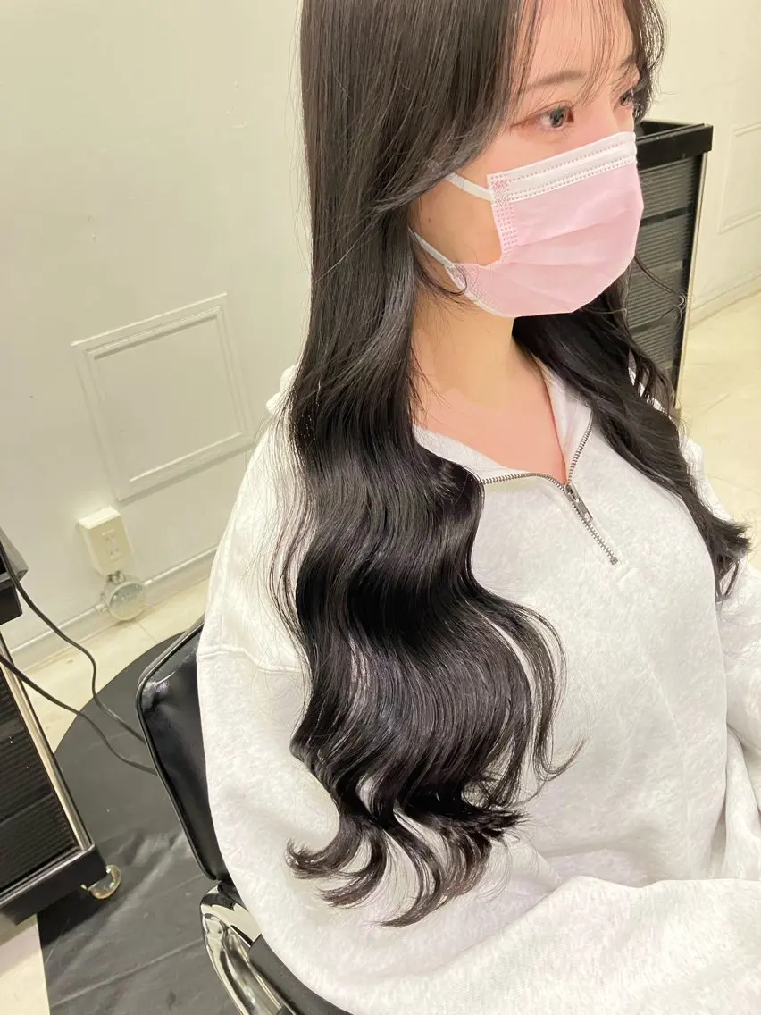 ロング カラー カット ヘアカラー トリートメント 💖ブリーチなし透明 感💖ASAHIのヘアスタイル