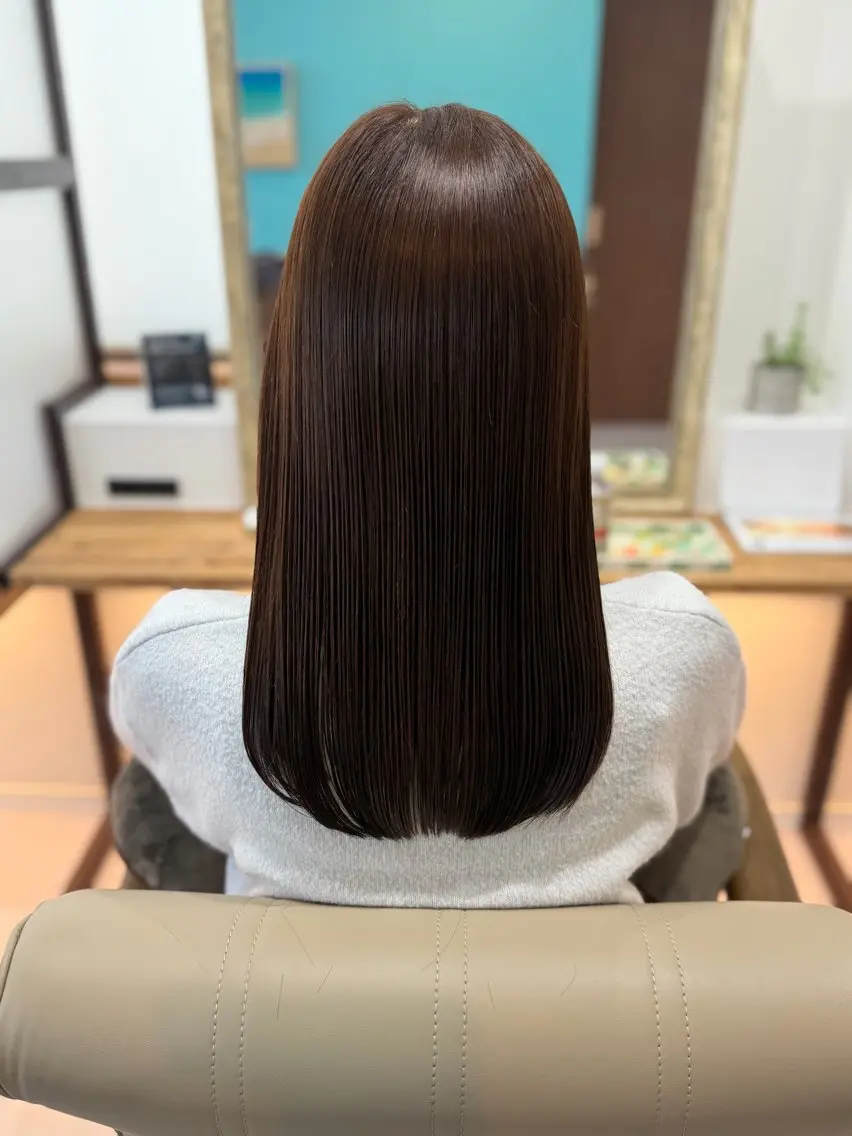 ミディアム 縮毛矯正 hair&make Lokahiのマツエク・マツパデザイン