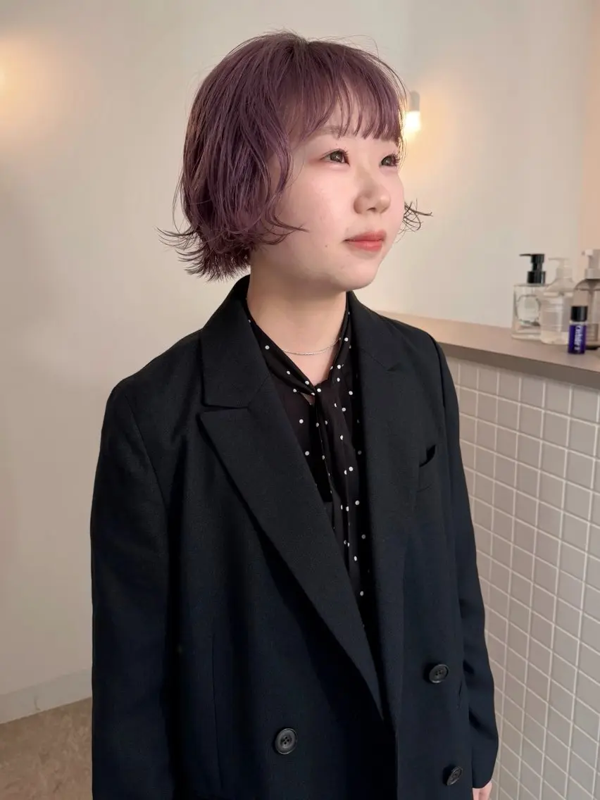 ショート カラー パープルカラー ボブ カット ヘアカラー トリートメント Kaito🐶 /デザイン/レイヤーのヘアスタイル