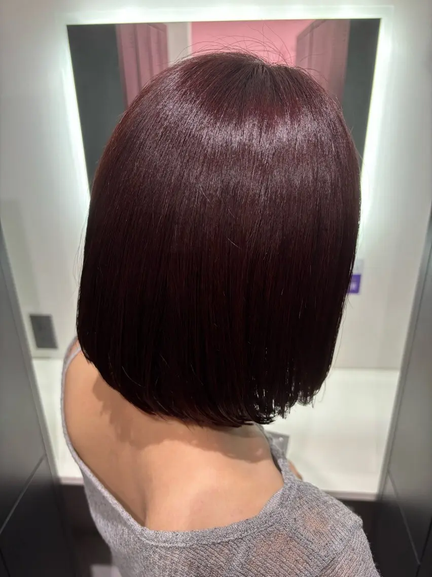 ショート カラー ボルドーカラー 透明感カラー レッドカラー 山崎 南乃のヘアスタイル