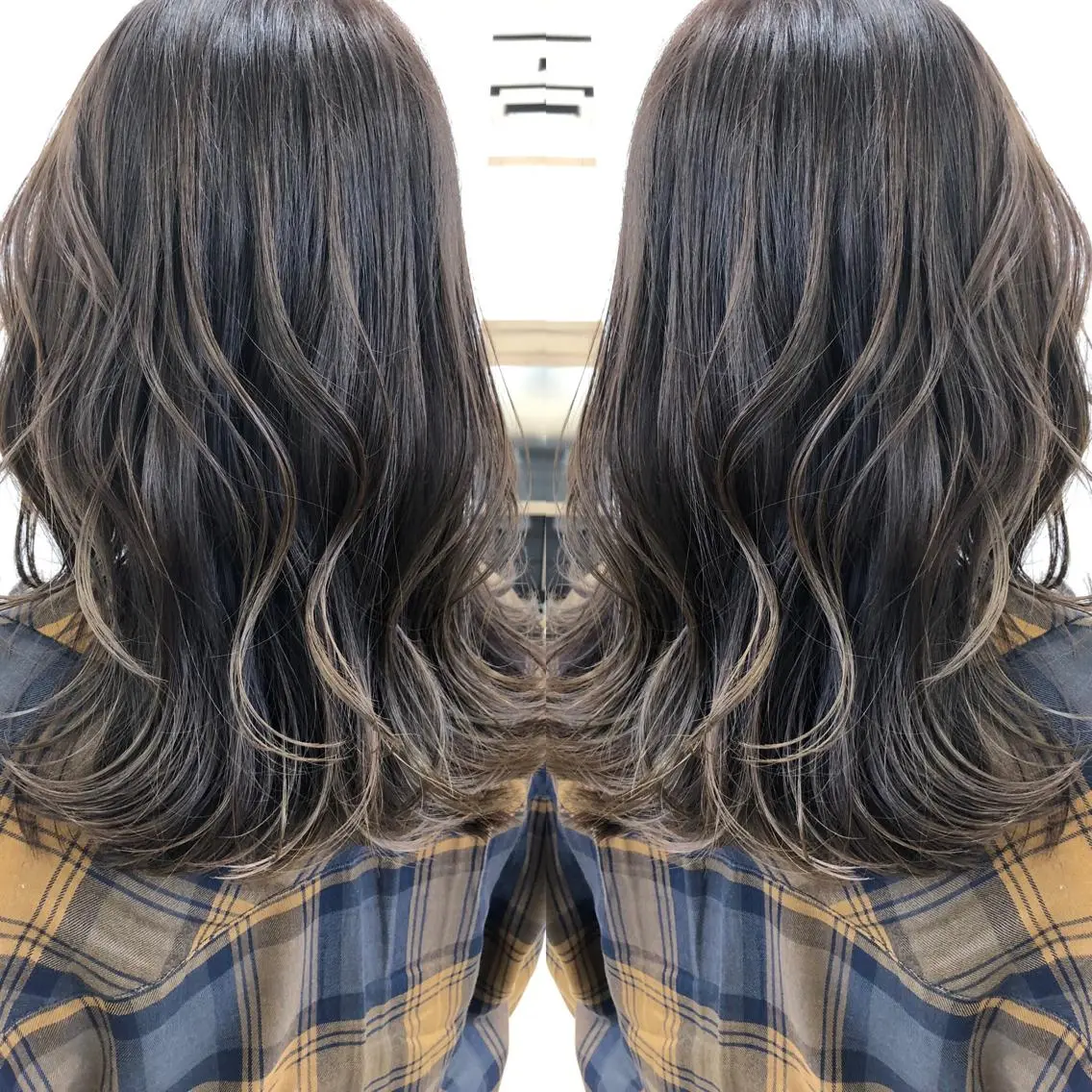 ミディアム カラー グレージュ ハイライトカラー ハイライト カット ヘアカラー トリートメント 天野 涼のヘアスタイル