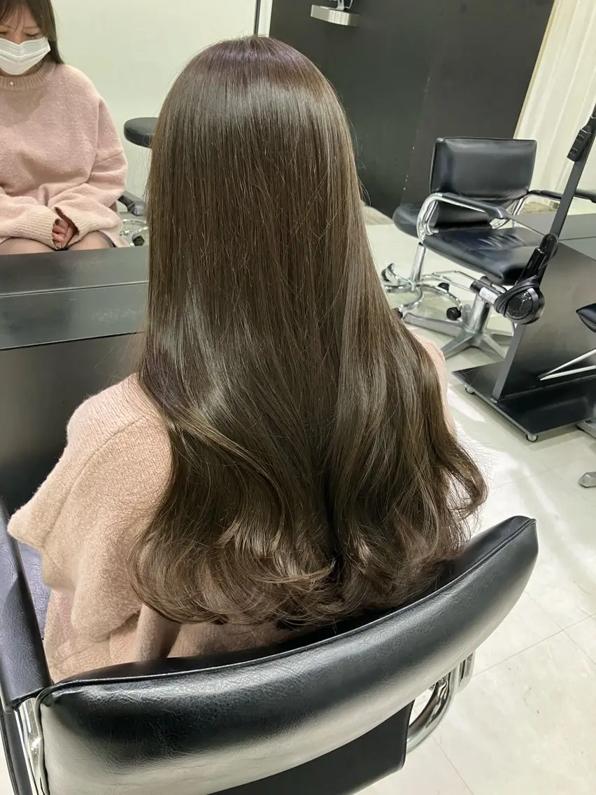 ロング カラー カット ヘアカラー トリートメント 💖ブリーチなし透明 感💖ASAHIのヘアスタイル