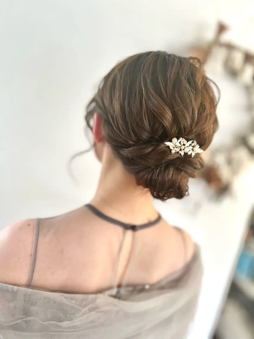 セミロング ヘアアレンジ 結婚式・ブライダル ヘアセット Style Tのヘアスタイル