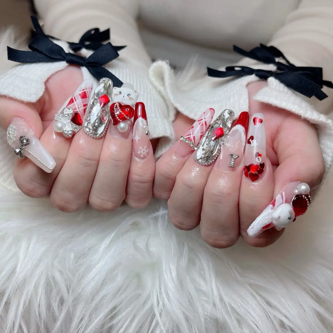 ネイル チークネイル フレンチネイル グラデーション キラキラネイル 韓国ネイル HIKARIHANA NAILのネイルデザイン