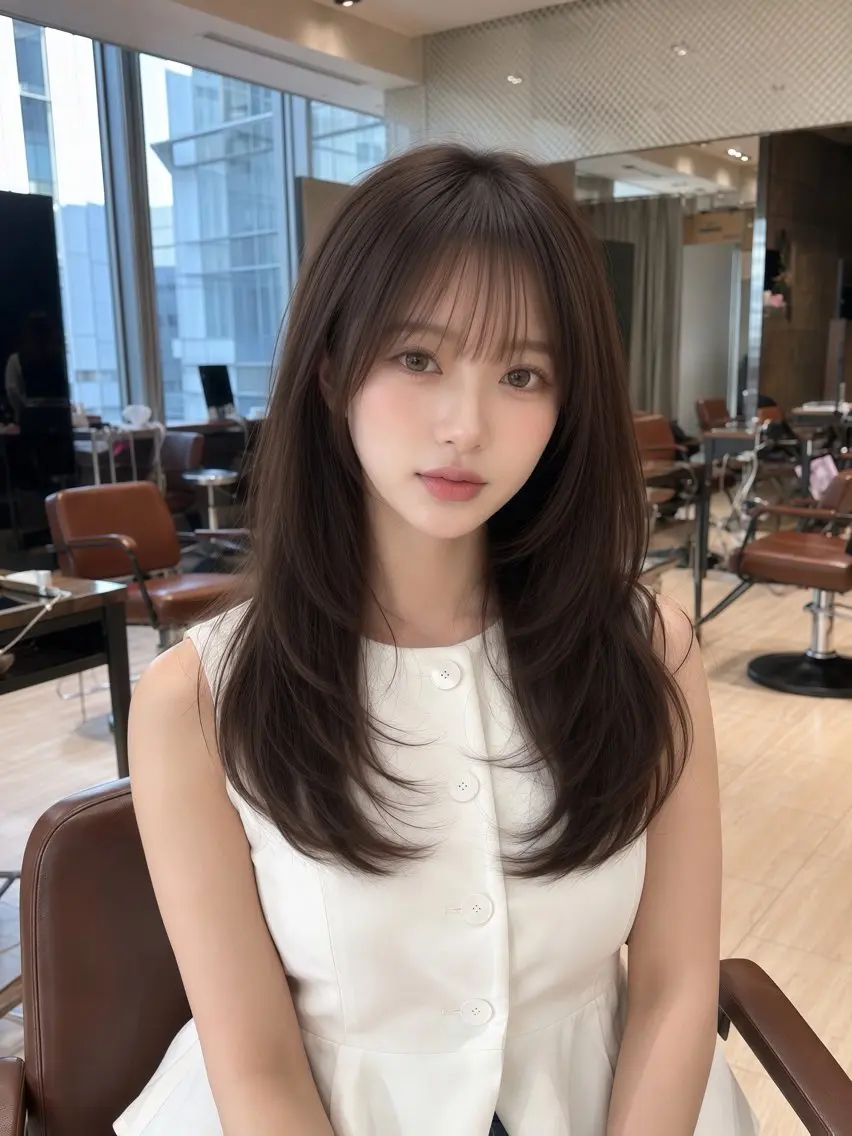 ロング カット ヘアカラー 透明感カラー/韓国レ イヤー/宮下知也のヘアスタイル