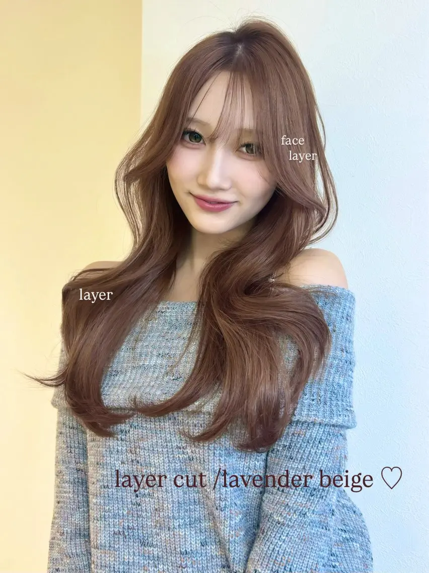 ロング カラー ヘアアレンジ ベージュカラー 透明感カラー ラベンダーカラー ラベンダーベージュ くびれヘア momo /レイヤー/暖色のヘアスタイル