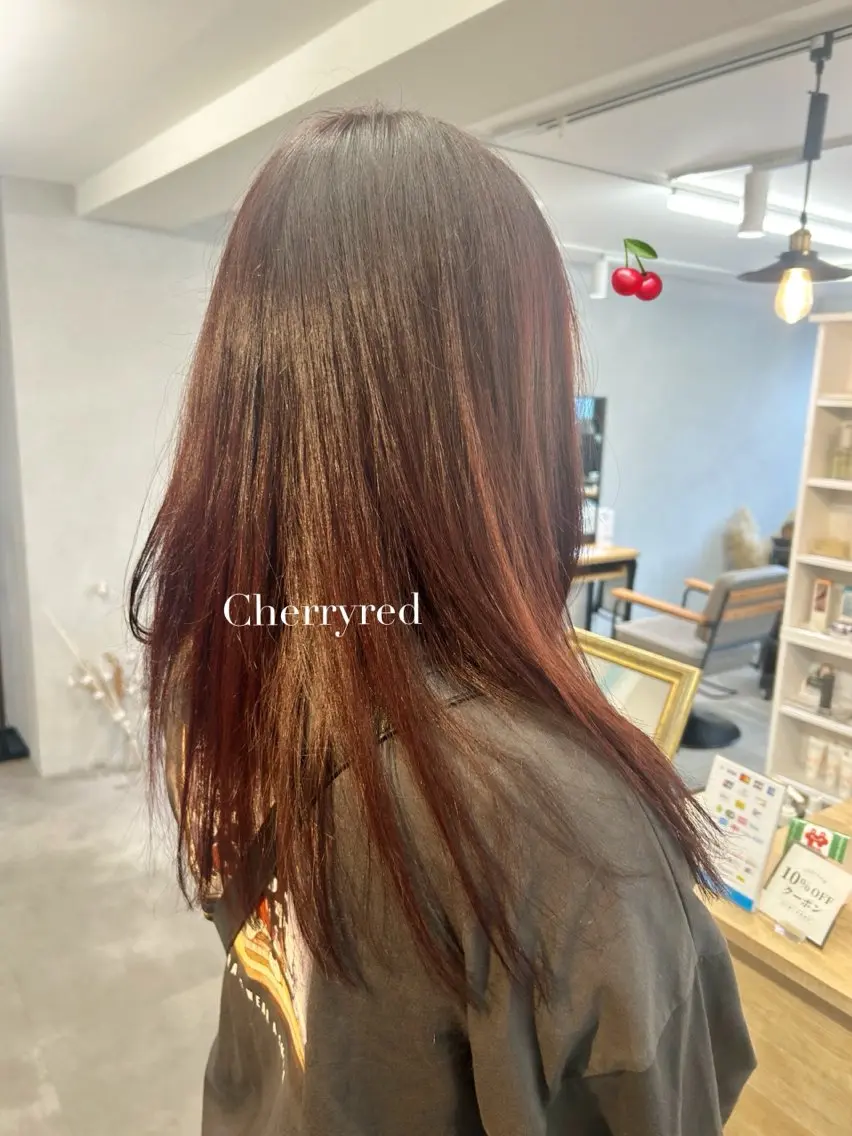 ロング カラー レッドカラー カット ヘアカラー 暖色･似合わせカラー (廣石沙英🎀)のヘアスタイル