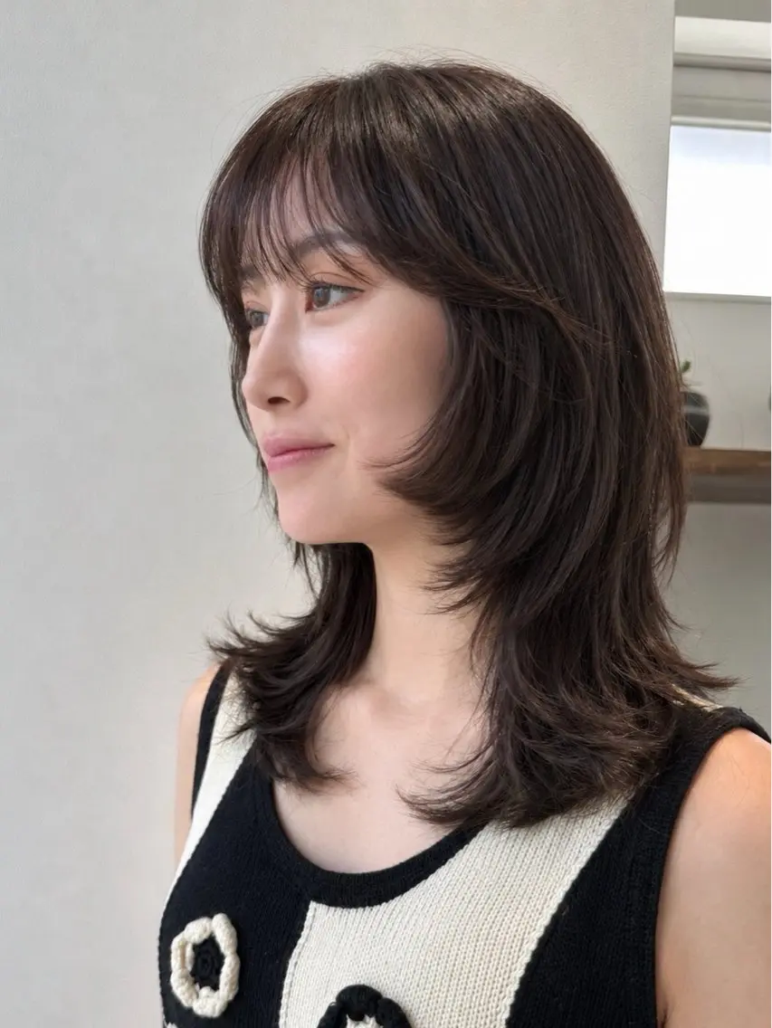 ミディアム カラー カット ヘアカラー トリートメント 鈴木 一貴のヘアスタイル
