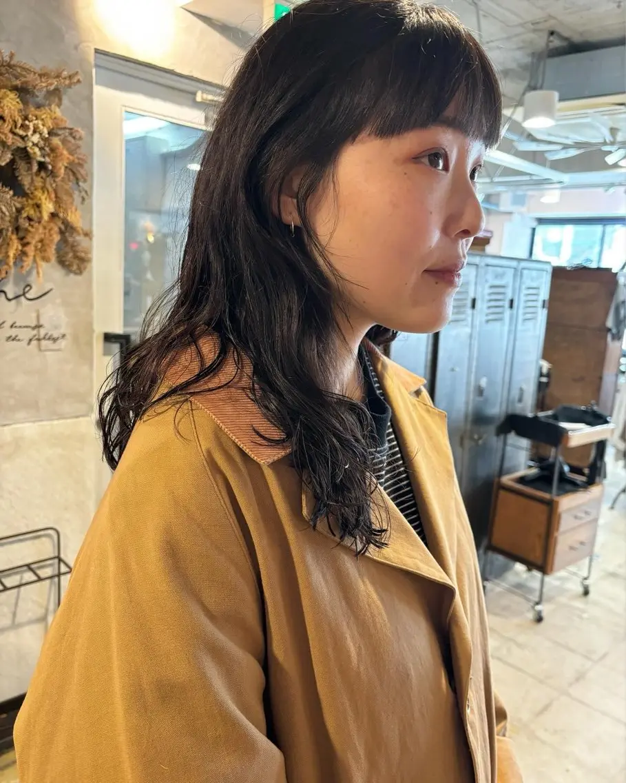 ロング パーマ カット パーマ トリートメント 落合 妙佳のヘアスタイル
