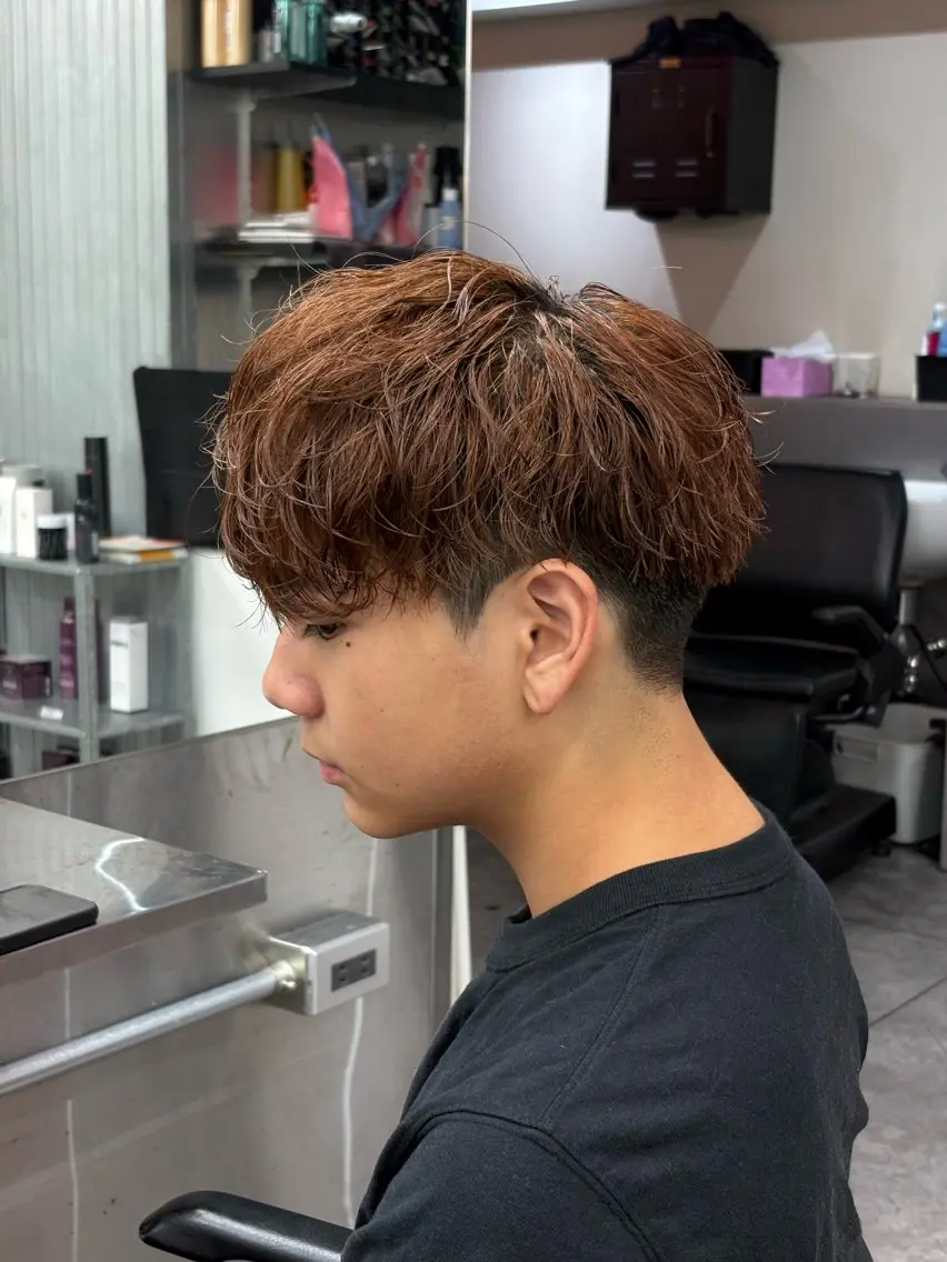 ミディアム カラー パーマ メンズ カット ヘアセット 🔥最強メンズ特化/ パーマの達人🔥風見のヘアスタイル