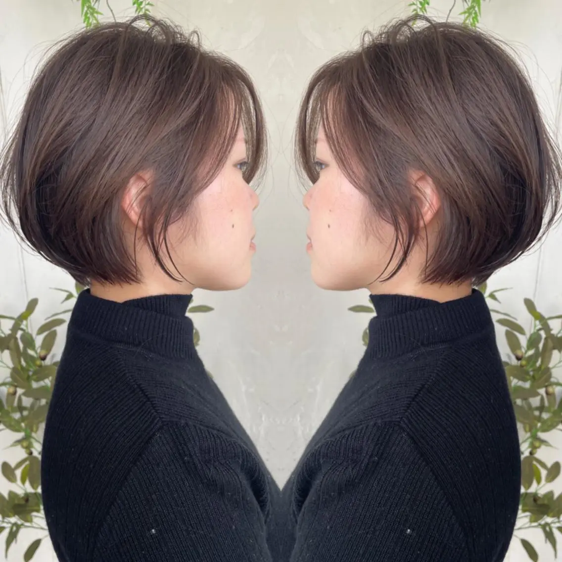 ショート カラー ショートボブ ハンサムショート 丸みショート デザインカラー ハイライトカラー カット ヘアカラー トリートメント 京都大人女性ショート 徒歩1分/秋山のヘアスタイル