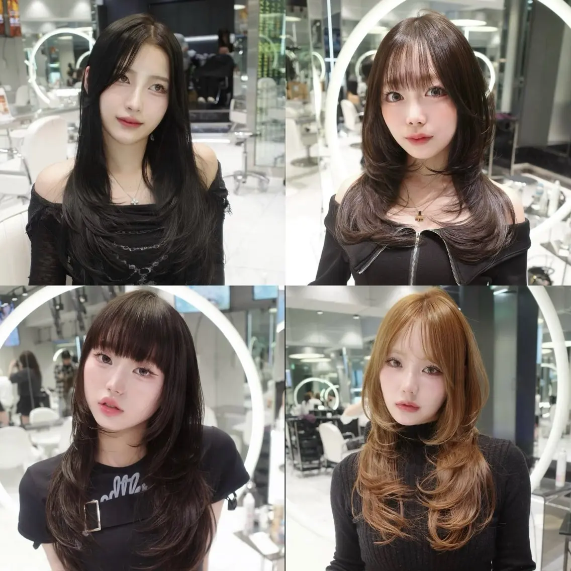 ロング くびれヘア 顔周りカット ハイレイヤー 韓国風ヘア レイヤーカット カット がわ/ハイレイヤー /ハイトーンカラーのヘアスタイル