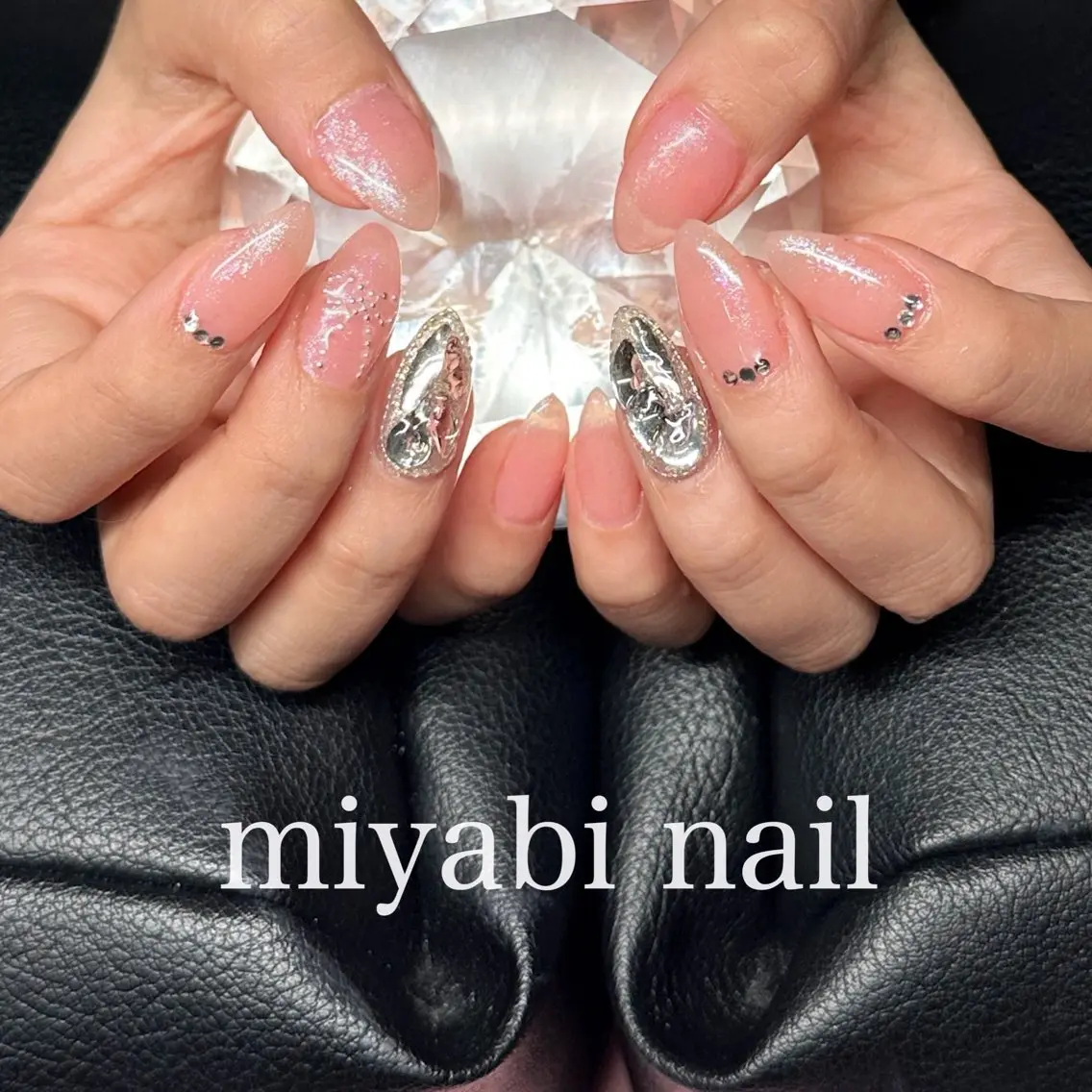 ネイル アートネイル ジェルネイル キラキラネイル 持ち込み ピンク ハンドネイル miyabi nail 桂川駅近くのネイルデザイン