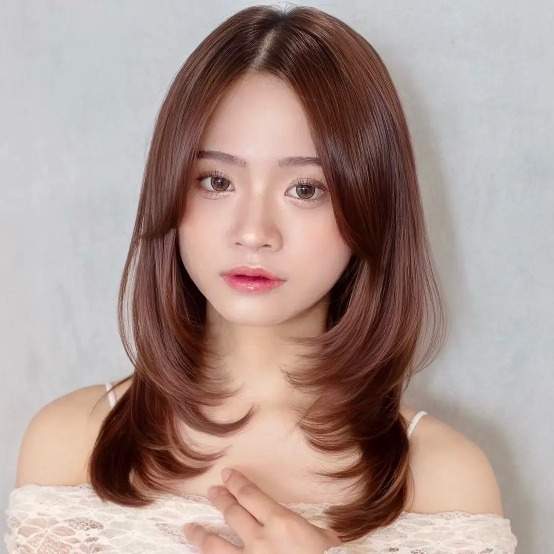セミロング カット ヘアカラー トリートメント 透明感✨美髪矯正 🦋村松優斗のヘアスタイル