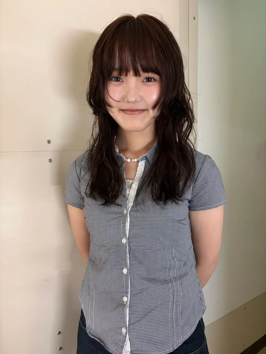 ミディアム パーマ ミディアムパーマ 姫カット カット パーマ 千葉パーマ/レイヤー kusa‪🌱‬のヘアスタイル