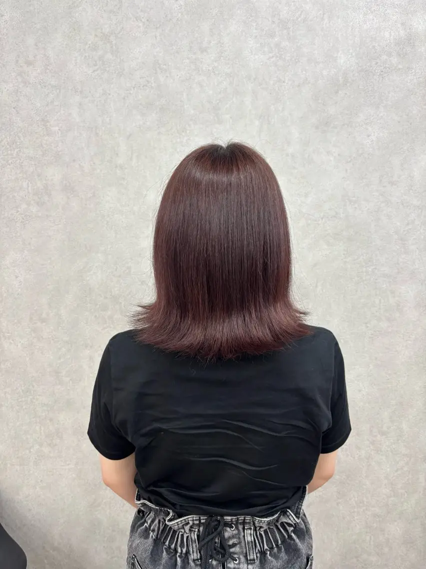 ミディアム カラー ブラウンカラー レッドカラー レッドブラウン 倉澤 愛理のヘアスタイル