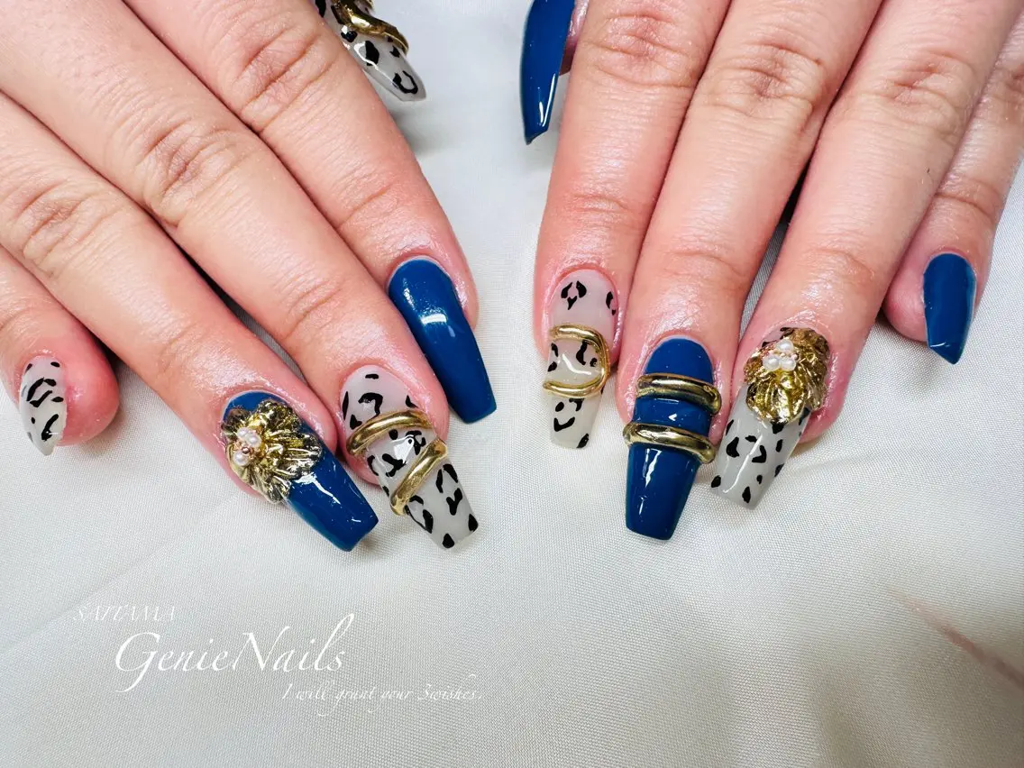 メンズ ネイル アートネイル 長さ出し ロングネイル 持ち込み 春ネイル Genie Nailsのネイルデザイン