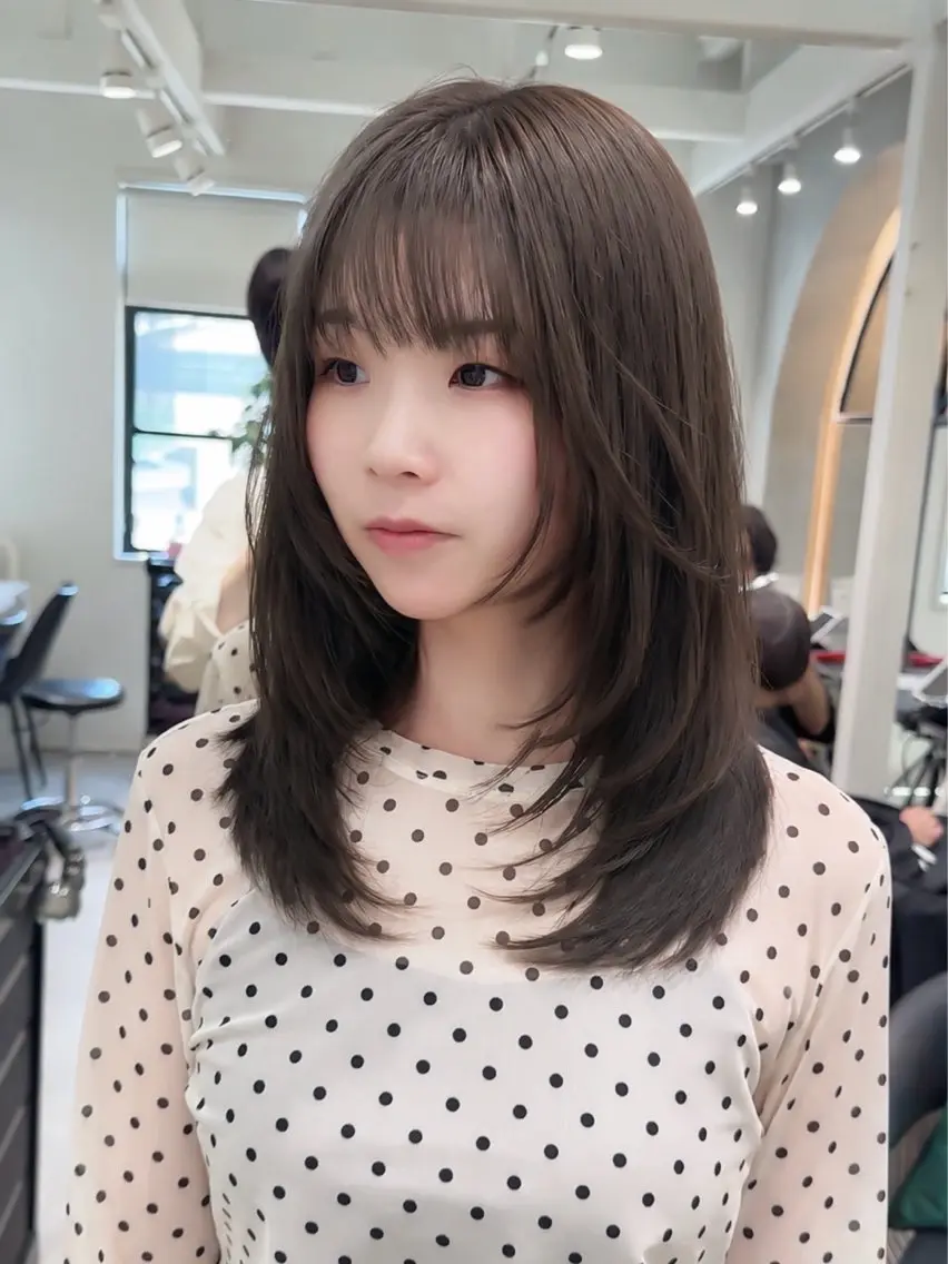 ロング カット ヘアカラー トリートメント 💖透明感カラー縮毛 レイヤー/大宮/虎白のヘアスタイル