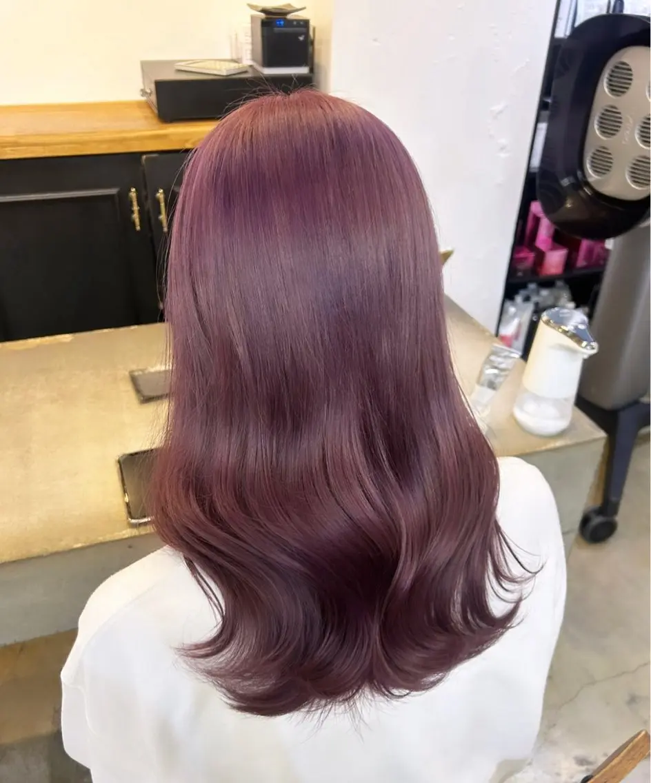ロング カラー カット ヘアカラー トリートメント 🌷ラベンダーピンク 顔まわり🌷ねいろのヘアスタイル
