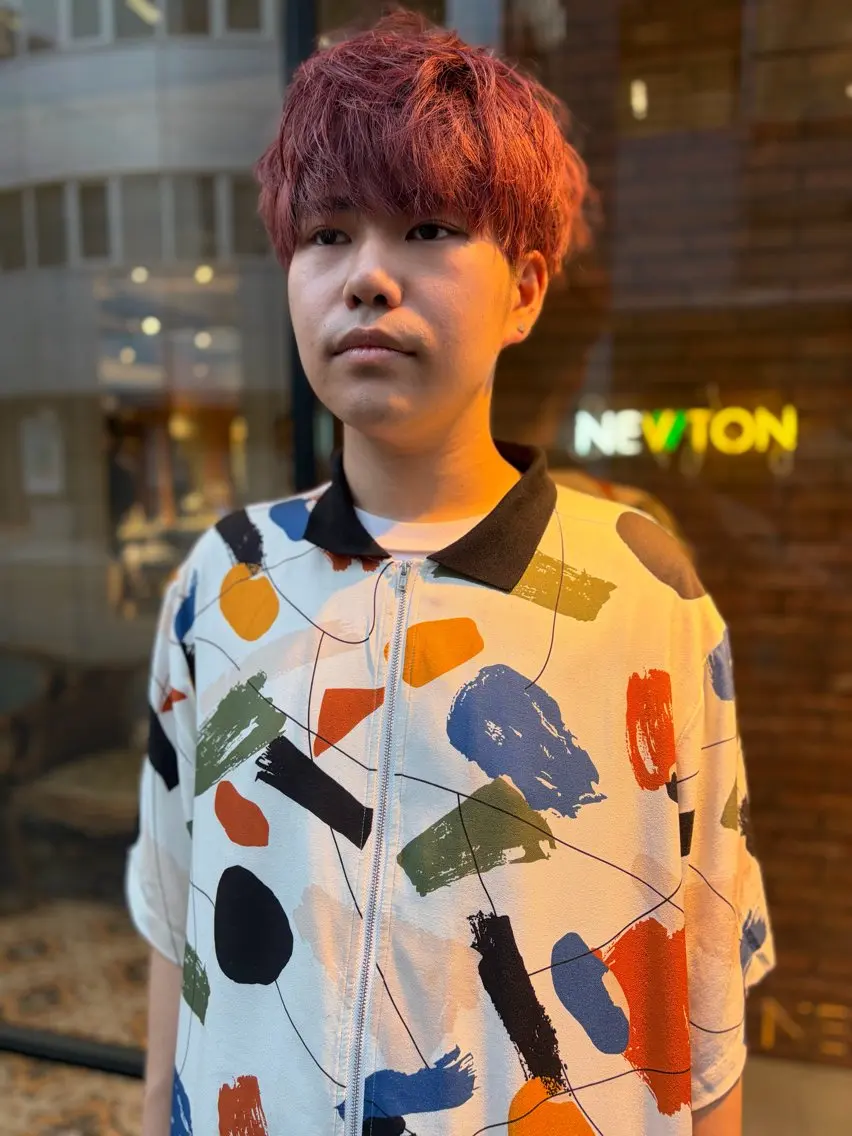 カラー メンズ マッシュ ヘアカラー 前山 耀大のヘアスタイル
