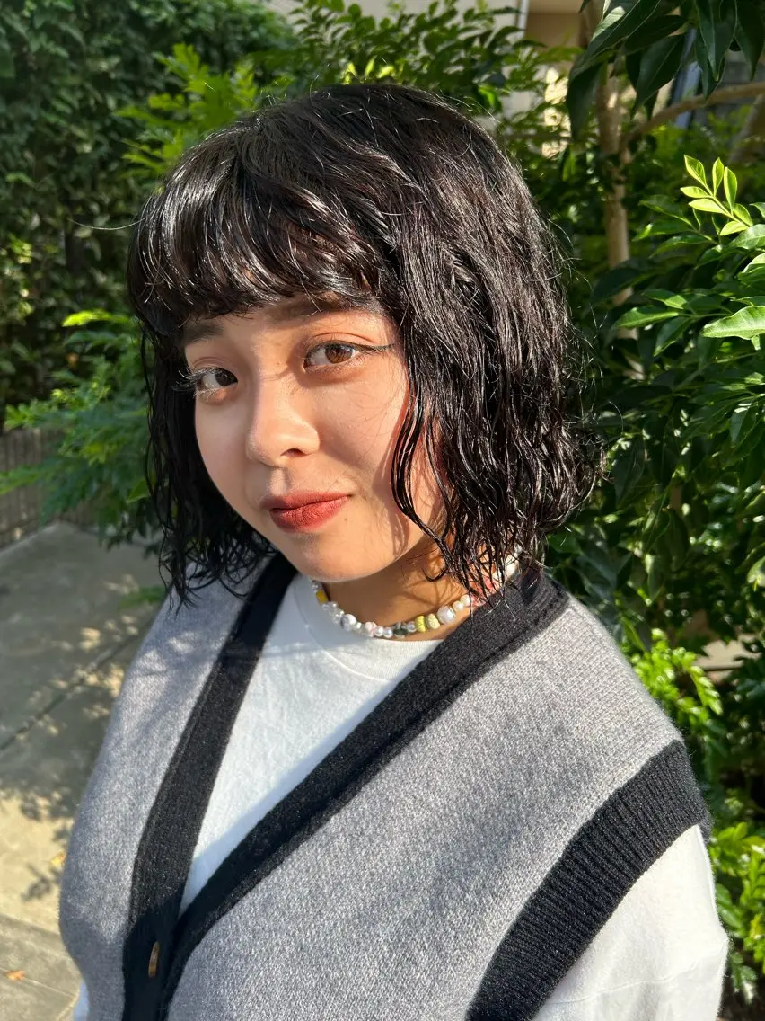 ショート パーマ ボブ カット パーマ 髪質改善/縮毛矯正/ 透明感カラーYUMAのヘアスタイル
