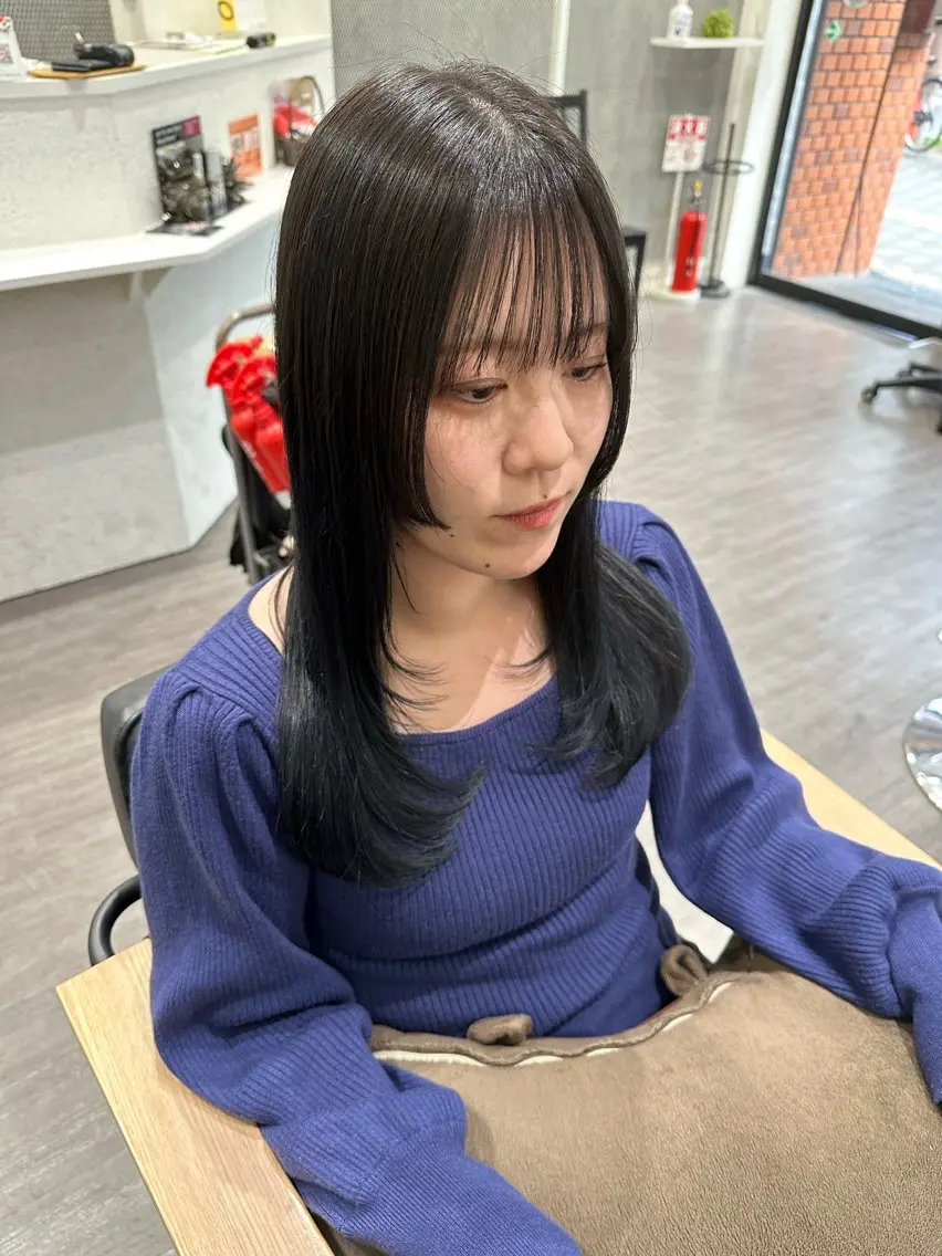 セミロング カラー 顔まわりレイヤー 姫カット レイヤーカット 艶髪レイヤー上田 紗也🇰🇷💗のヘアスタイル