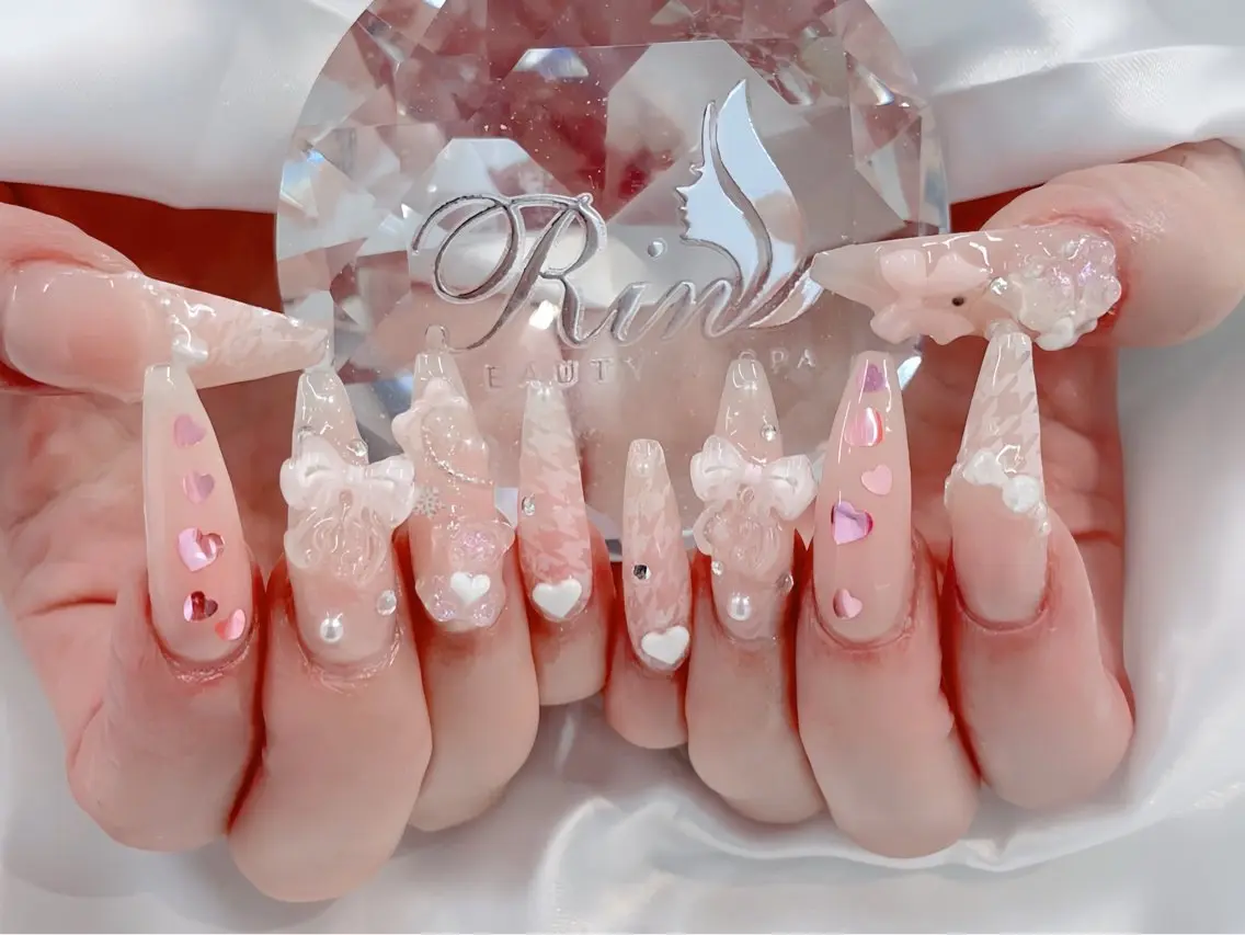 ネイル アートネイル ジェルネイル ロングネイル ニュアンスネイル スカルプネイル ハンドネイル Rin Nail 新大久保店のネイルデザイン