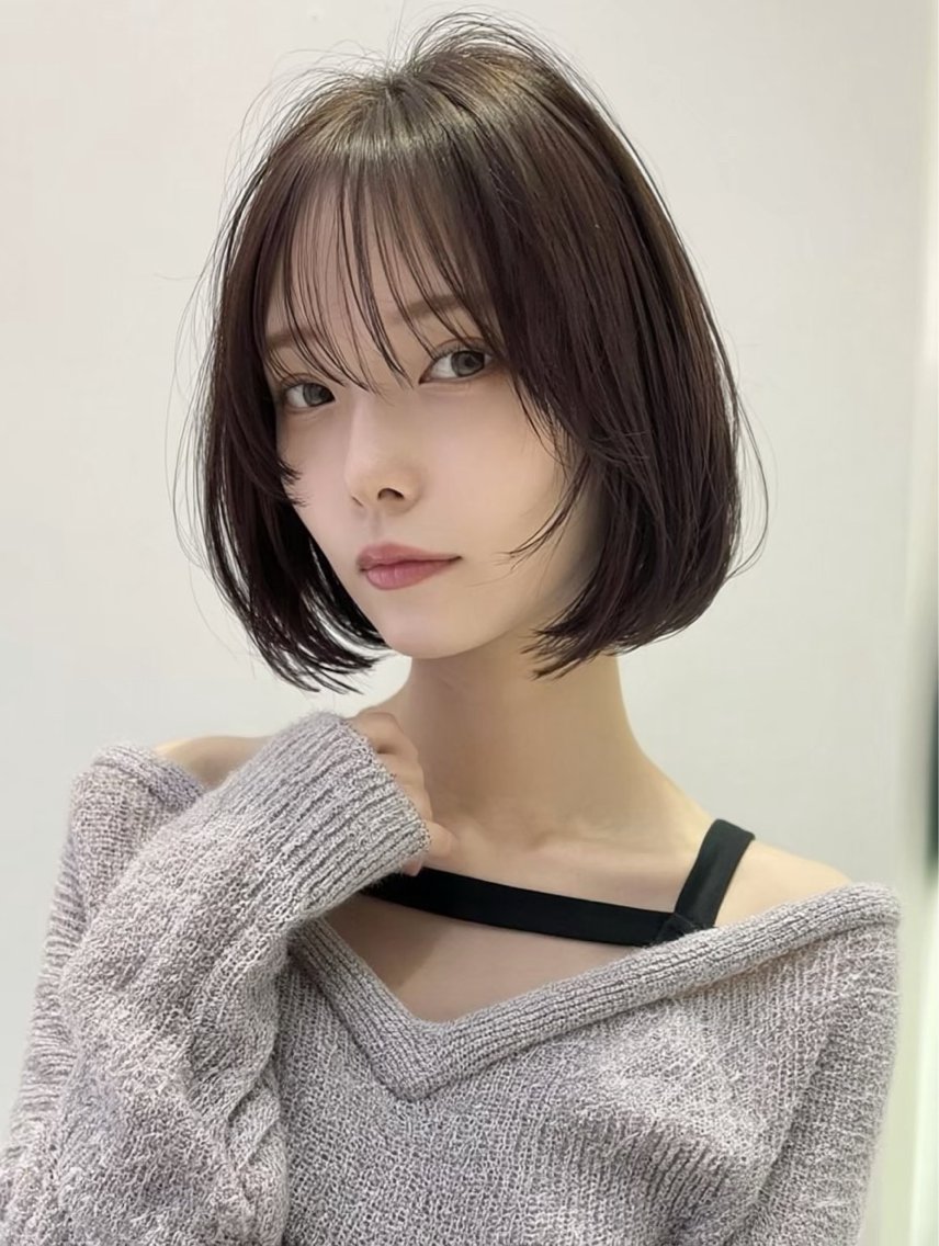 ミディアム ボブ 髪質改善 韓国風ヘア レイヤーカット 縮毛矯正 カット ヘッドスパ 髪質改善/顔まわり minami🍀✩.のヘアスタイル