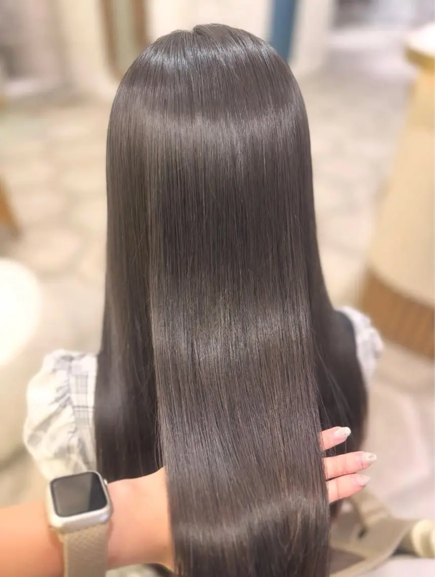 ロング 縮毛矯正 カット ヘアカラー 縮毛矯正 トリートメント 堀江美容室 千晶のヘアスタイル
