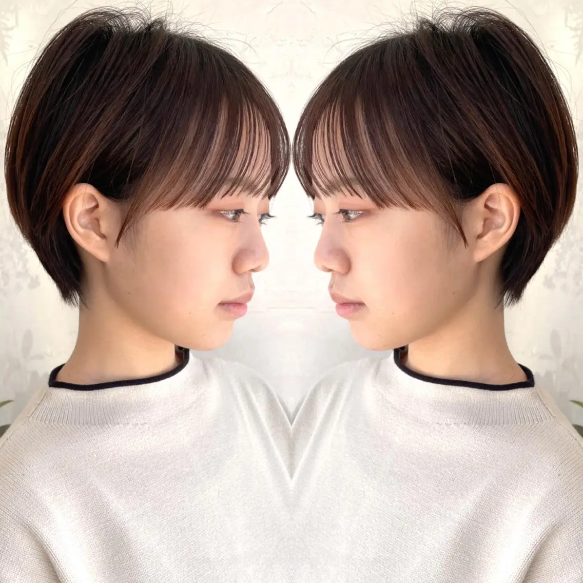 ショート カラー ショートボブ ハンサムショート 丸みショート デザインカラー ハイライトカラー カット ヘアカラー トリートメント 京都大人女性ショート 徒歩1分/秋山のヘアスタイル