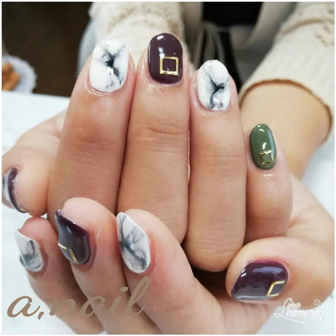 ネイル ストーンネイル ハンドネイル ネイルサロン エーネイルのネイルデザイン